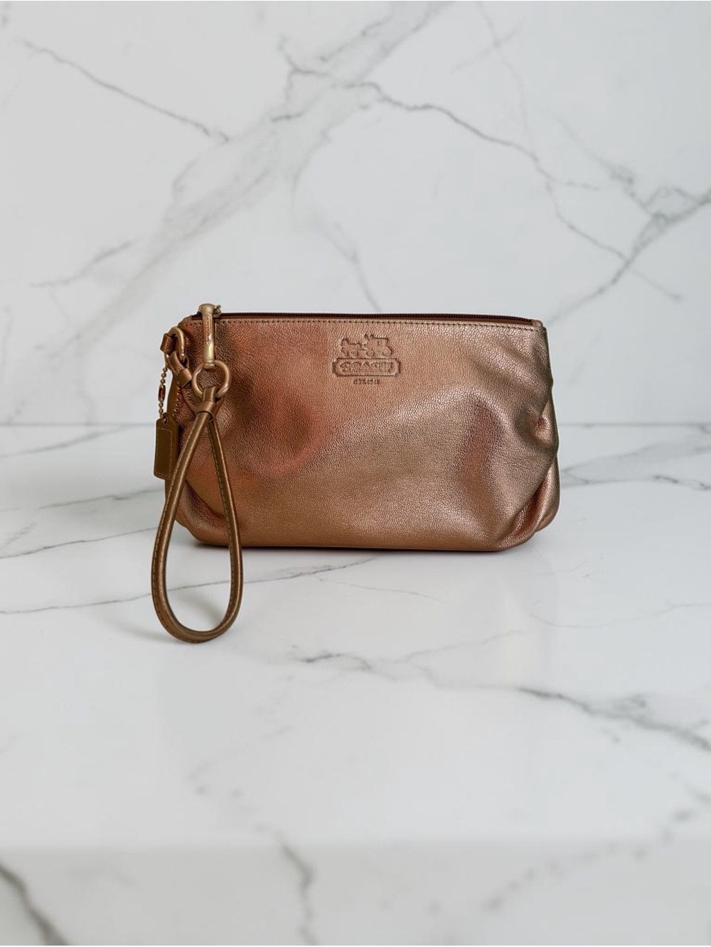 Coach Copper Metallic Leather Wristlet Style No. C7215